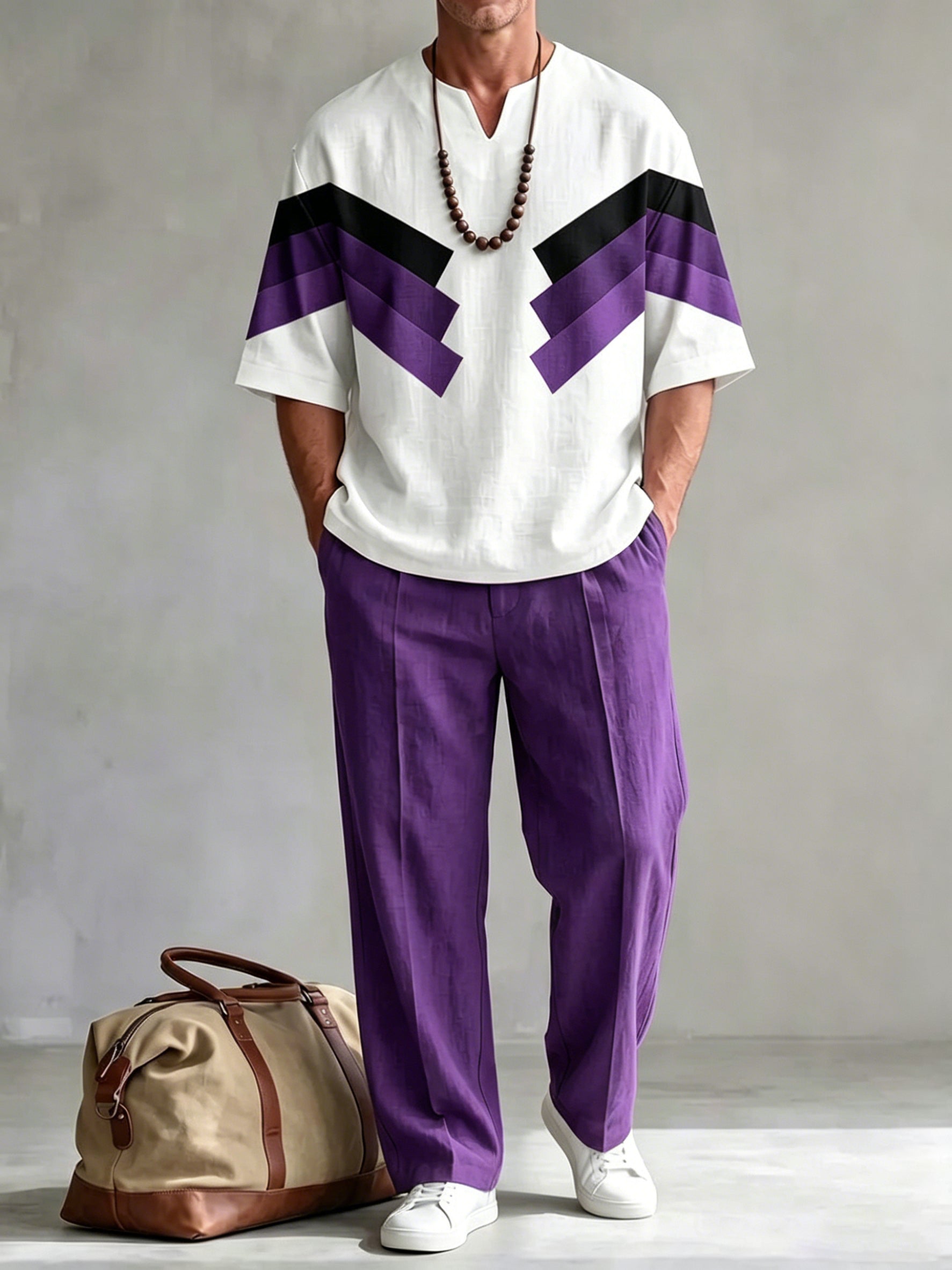 Men's Short Sleeve Shirt and Wide Leg Pants Set product image 6