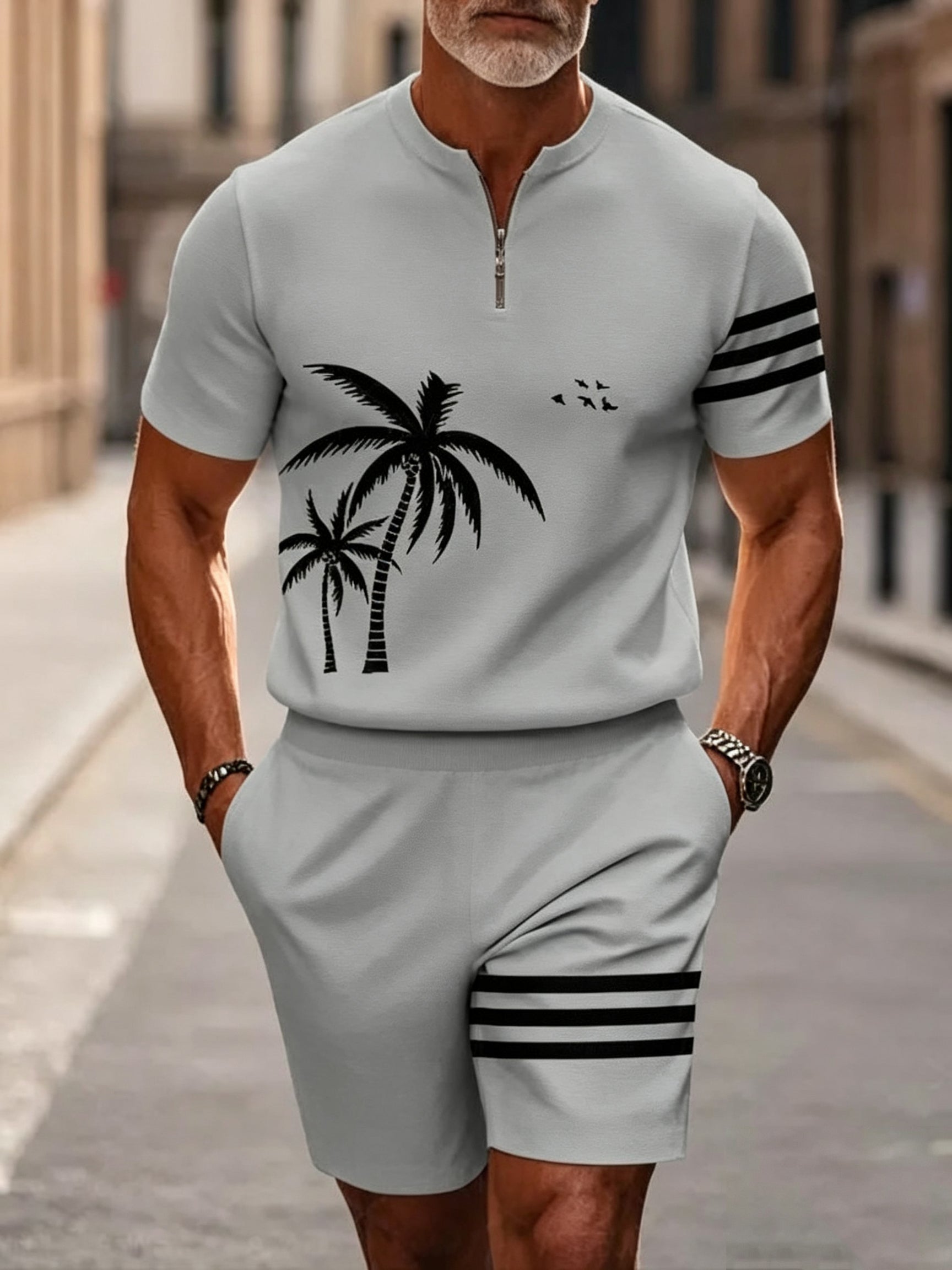 Men's Half-Zip Polo Shirt and Shorts Set product image 6