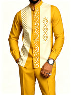 Men's 2-Piece Geometric Print Shirt Set - Breathable & Casual