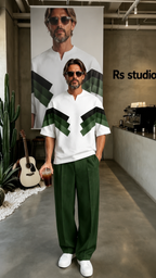 Men's Short Sleeve Shirt and Wide Leg Pants Set