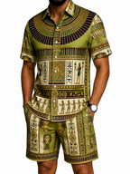 Men's African Print Short Sleeve Shirt and Pants Set