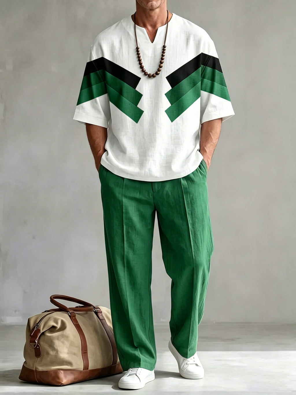 Men's Short Sleeve Shirt and Wide Leg Pants Set product image 7