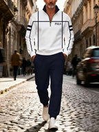 Men's Color Block Quarter-Zip Tracksuit Set