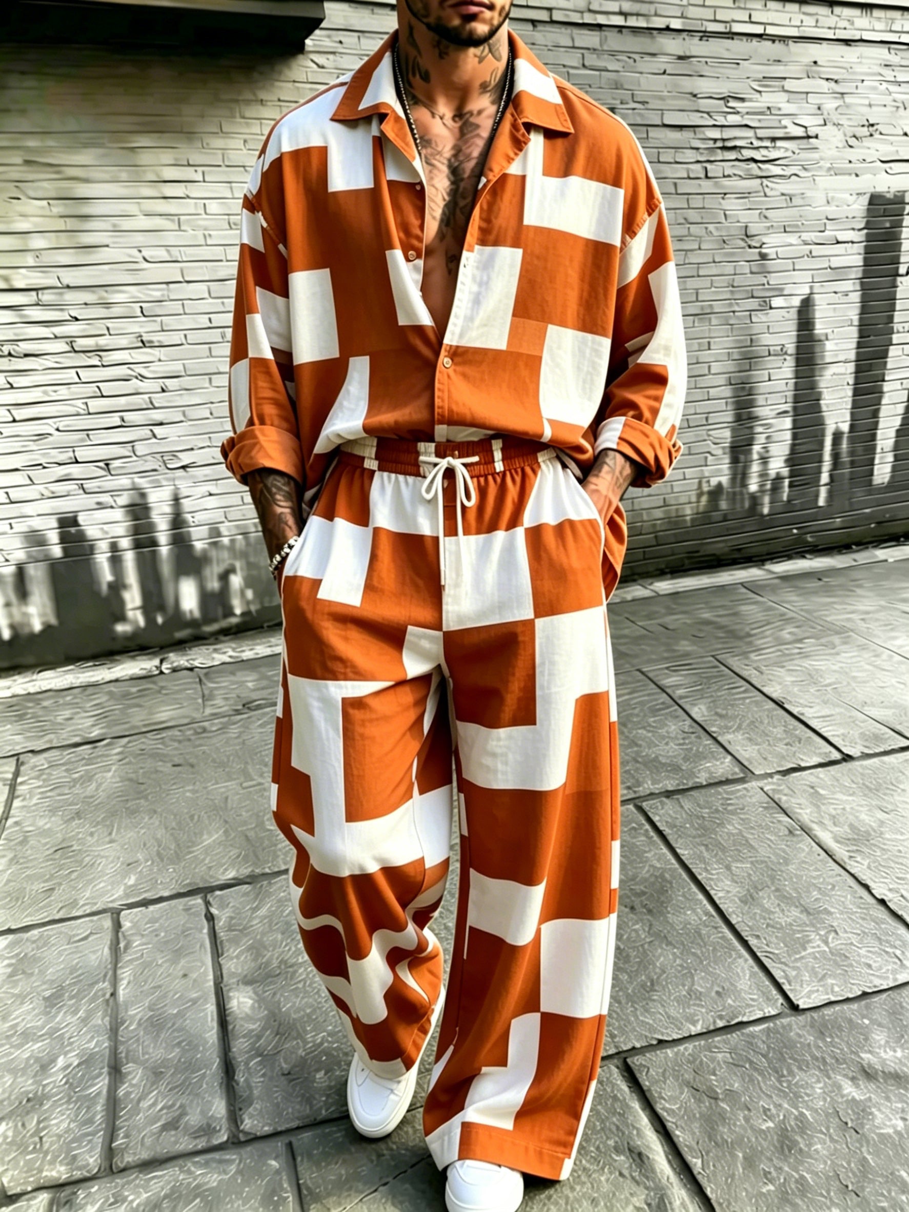 Men's Resort Print Long Sleeve Shirt and Pants Set product image 8