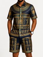 Men's African Print Short Sleeve Shirt and Pants Set