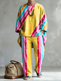 Men's Abstract Print Crew Neck Top and Pants Set product image 2