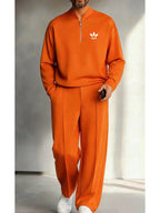 Men's Quarter Zip Pullover &amp; Pleated Pants Set - Smart Casual Two Piece Outfit