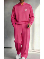 Men's Quarter Zip Pullover &amp; Pleated Pants Set - Smart Casual Two Piece Outfit