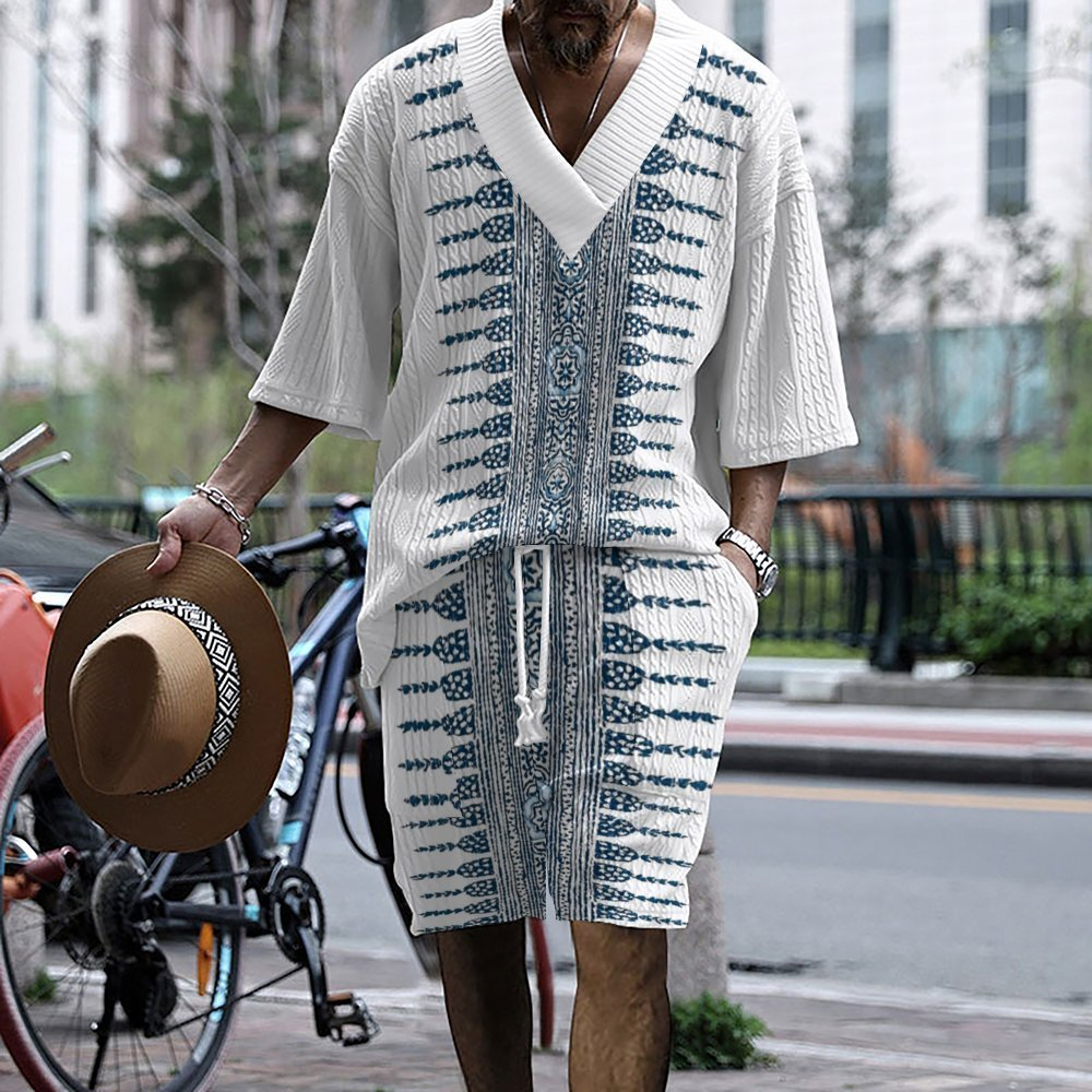 Men's Hawaiian V-Neck Shirt and Shorts Set product image 5