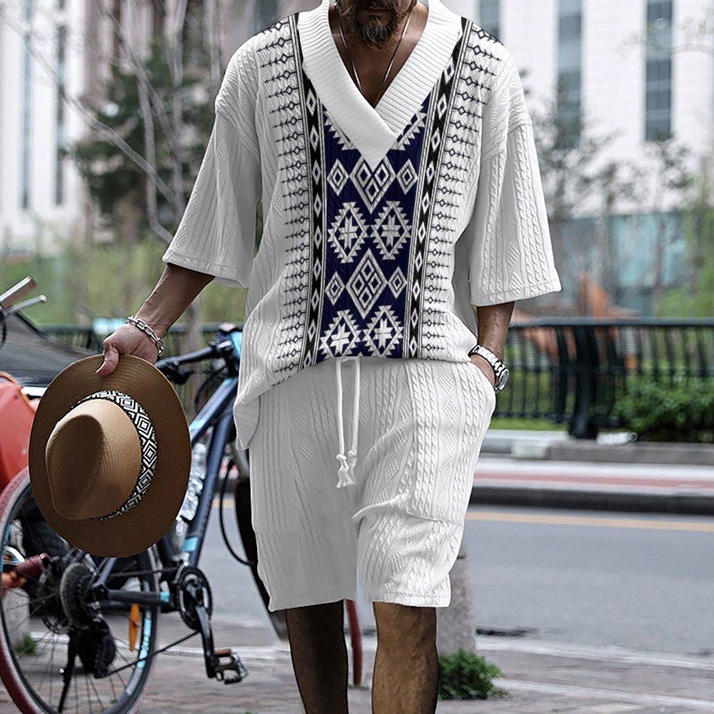Men's Hawaiian V-Neck Shirt and Shorts Set product image 4