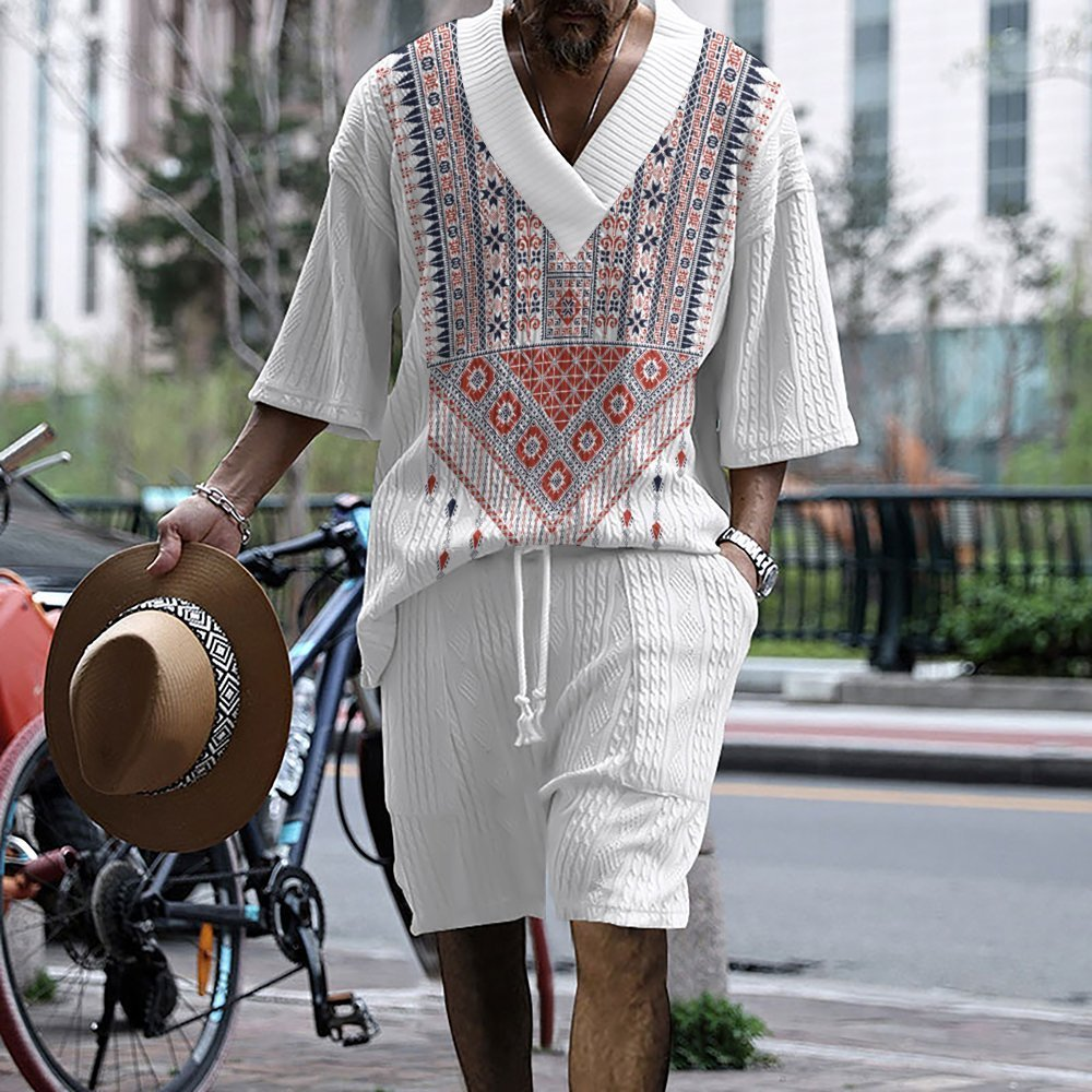 Men's Hawaiian V-Neck Shirt and Shorts Set product image 2