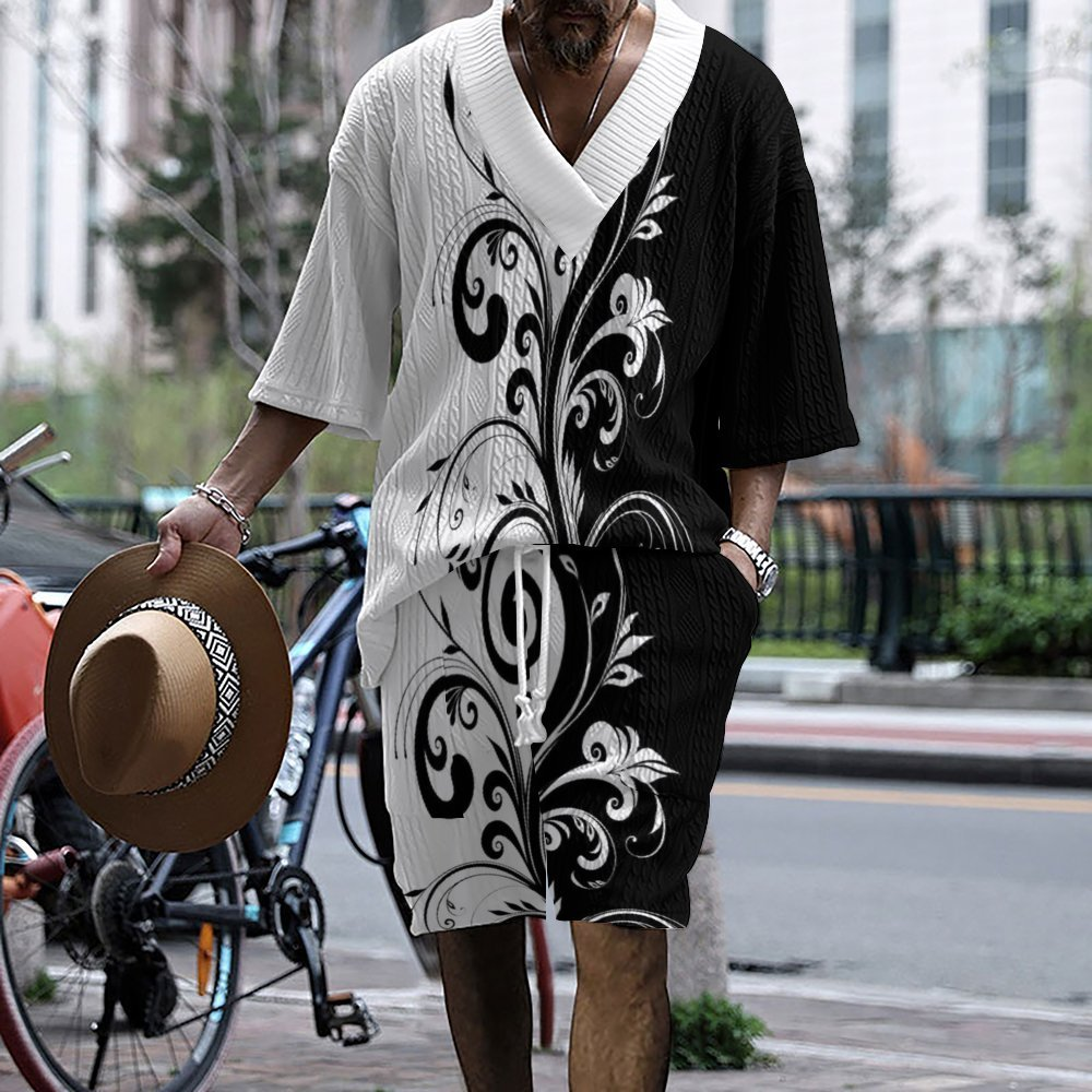 Men's Hawaiian V-Neck Shirt and Shorts Set product image 3