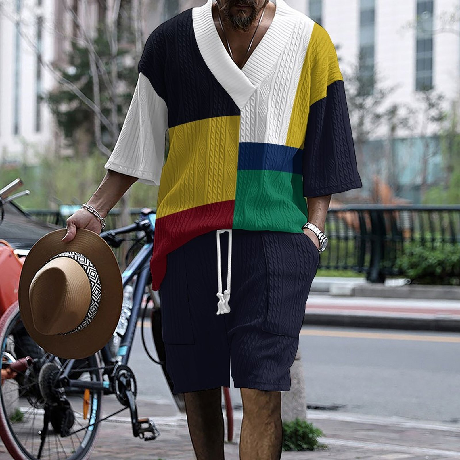 Men's Hawaiian V-Neck Shirt and Shorts Set product image 9