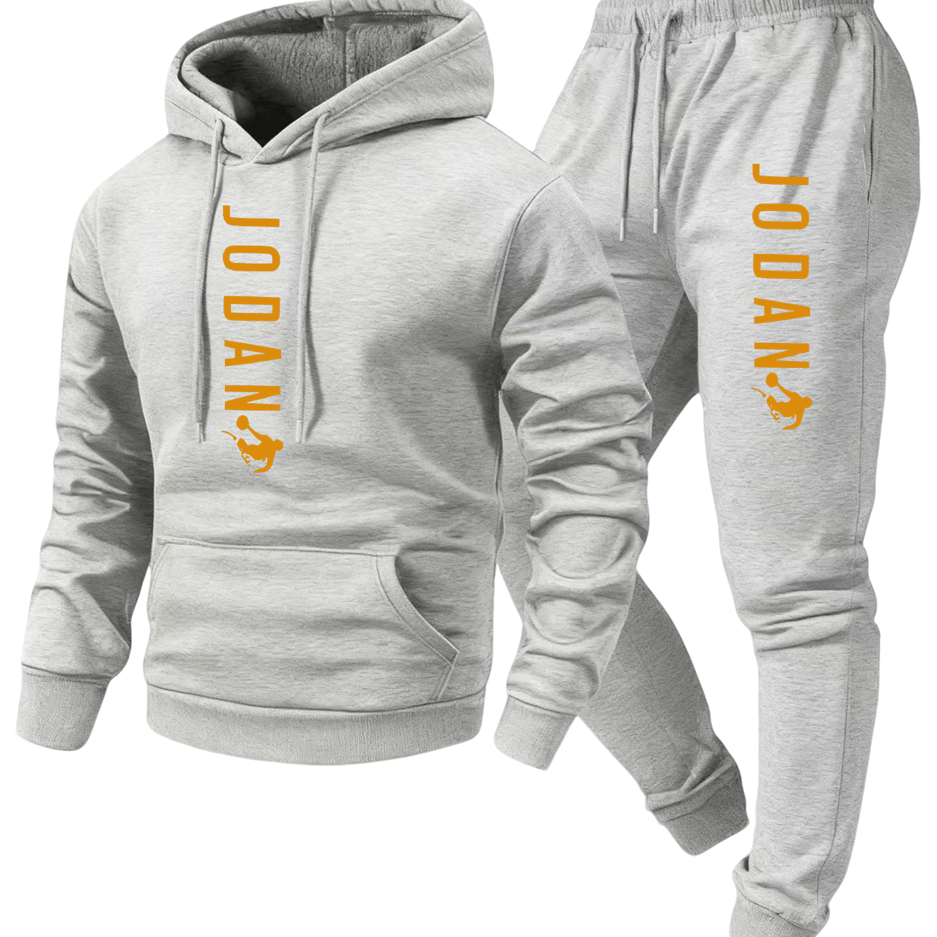 Men's two-piece set with hooded top and graphic print—an essential casual choice for autumn and winter.