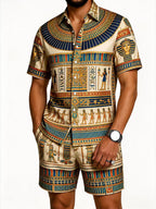Men's African Print Short Sleeve Shirt and Pants Set