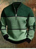 Men's Green Geometric Half-Zip Pullover