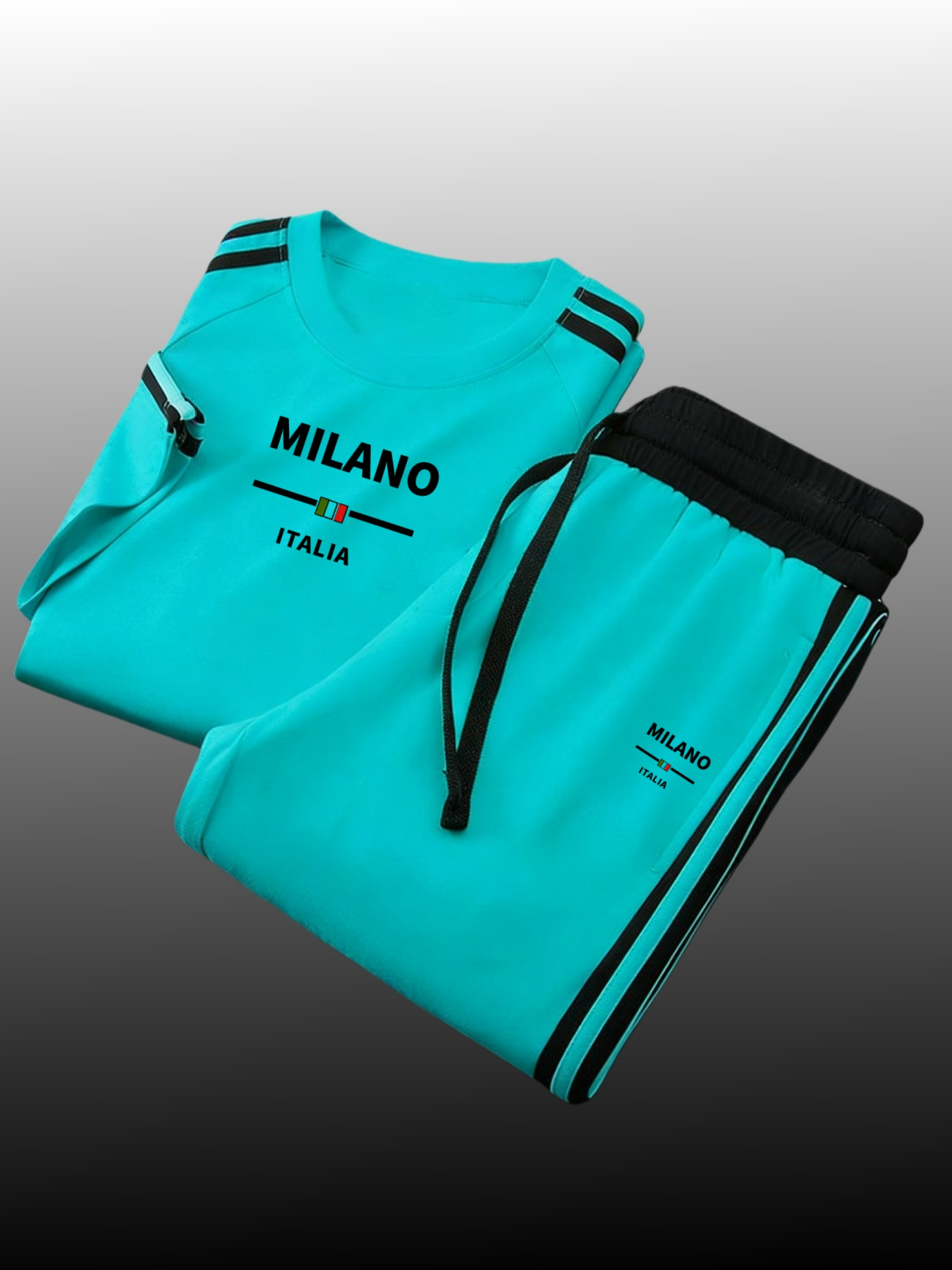 2026 New Crew-Neck Long-Sleeve Top and Pants Two-Piece Set with Milan Print