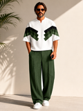 Men's short sleeve shirt and wide leg pants set in geometric print
