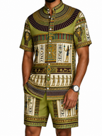 Men's African Print Short Sleeve Shirt and Pants Set
