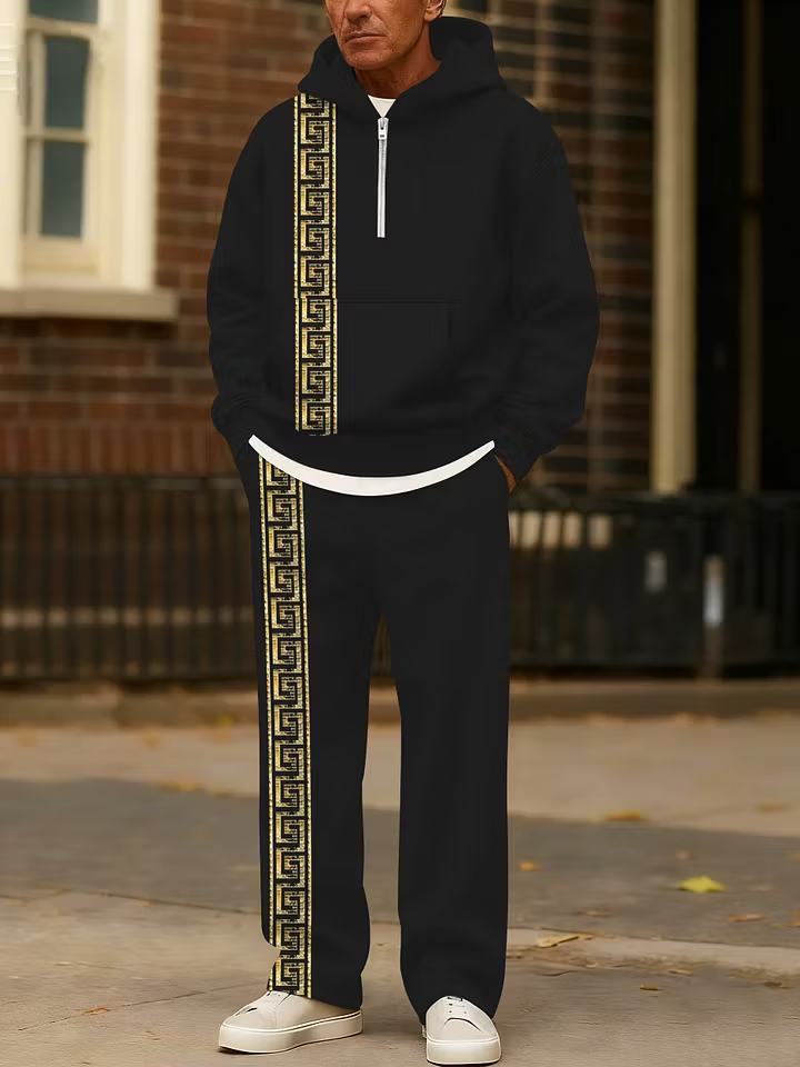 Men's Colorblock Half-Zip Hoodie & Pants Set