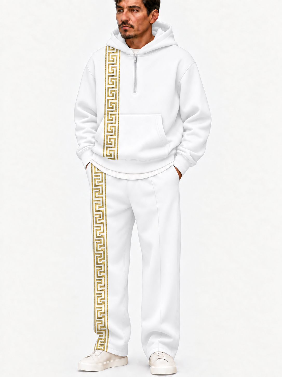 Men's Colorblock Half-Zip Hoodie & Pants Set