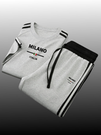 2026 New Crew-Neck Long-Sleeve Top and Pants Two-Piece Set with Milan Print