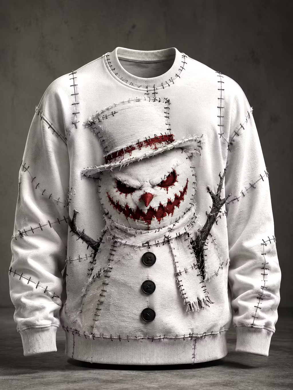 Men's Scary Snowman Graphic Sweatshirt - Halloween Crewneck Pullover