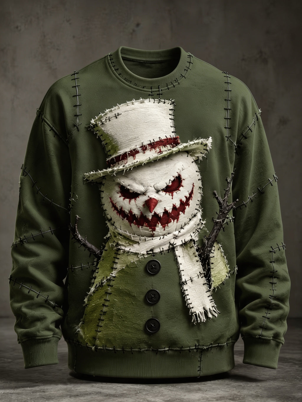 Men's Scary Snowman Graphic Sweatshirt - Halloween Crewneck Pullover
