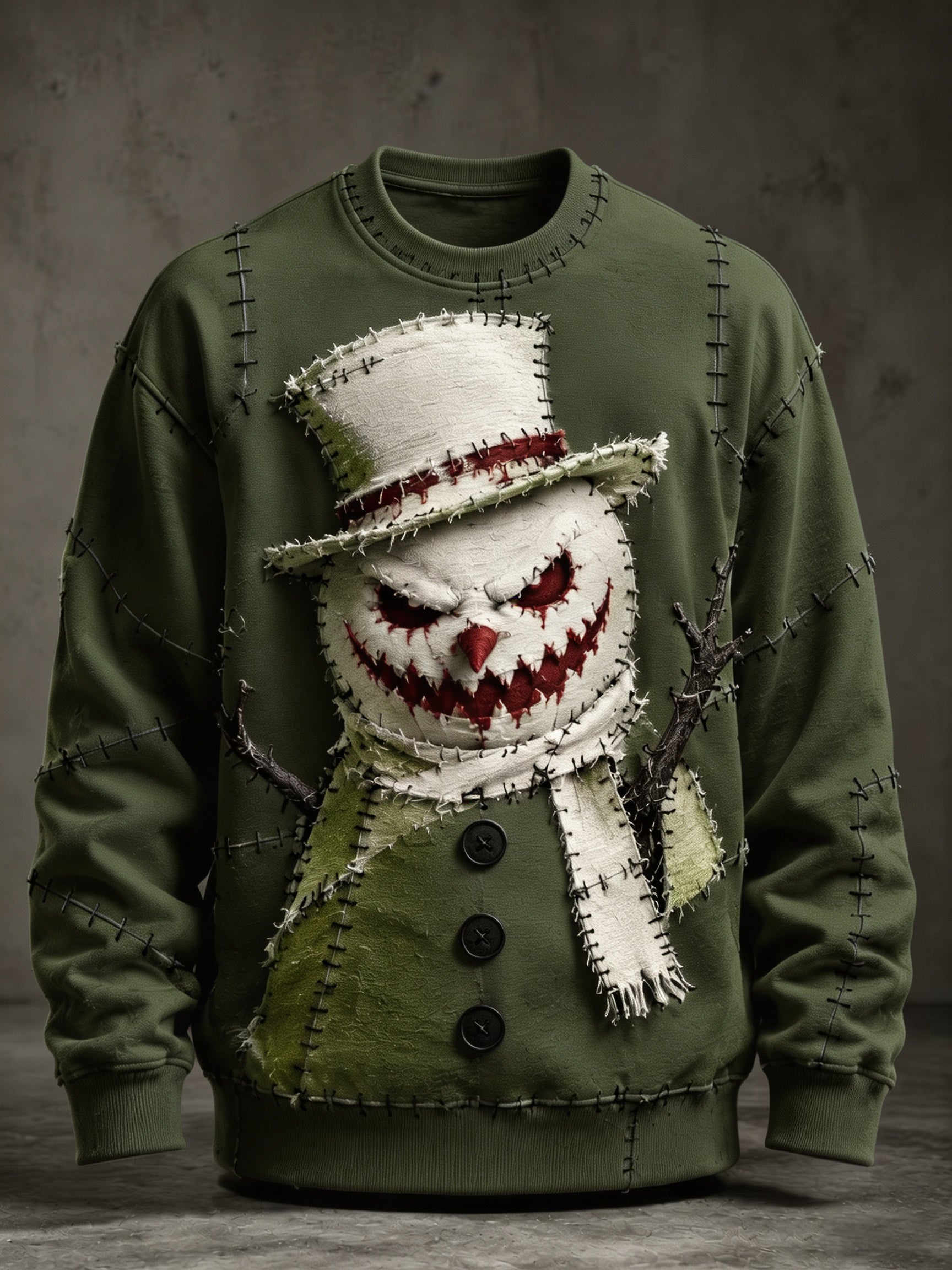 Men's Scary Snowman Graphic Sweatshirt - Halloween Crewneck Pullover