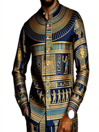 2026 Hot Selling Cross-Border Men's African Ethnic Print Casual Long-Sleeved Trousers Set