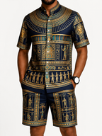 Men's African Print Short Sleeve Shirt and Pants Set
