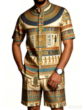 Men's African Print Short Sleeve Shirt and Pants Set